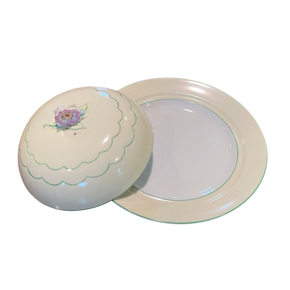 Noritake Hand Painted Food Dome / Cloche / Pancake Plate with Serving Plate